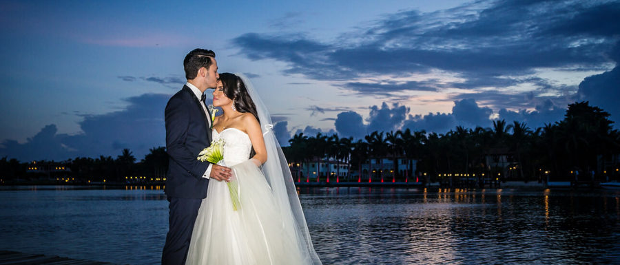 Miami Beach Resort Wedding romantic newlyweds portrait
