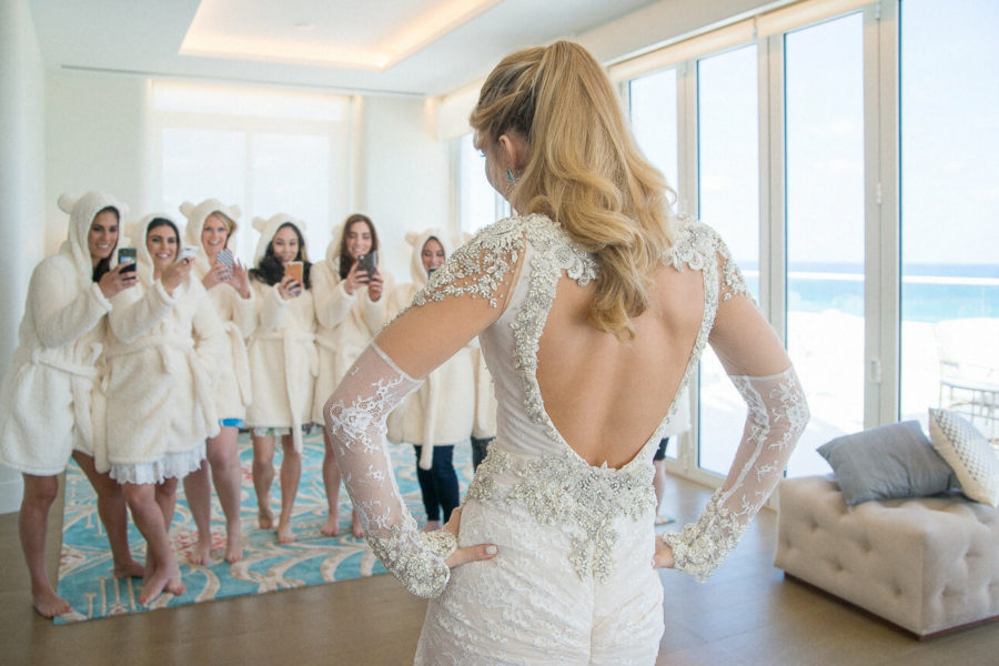 luxury bride and bridesmaids