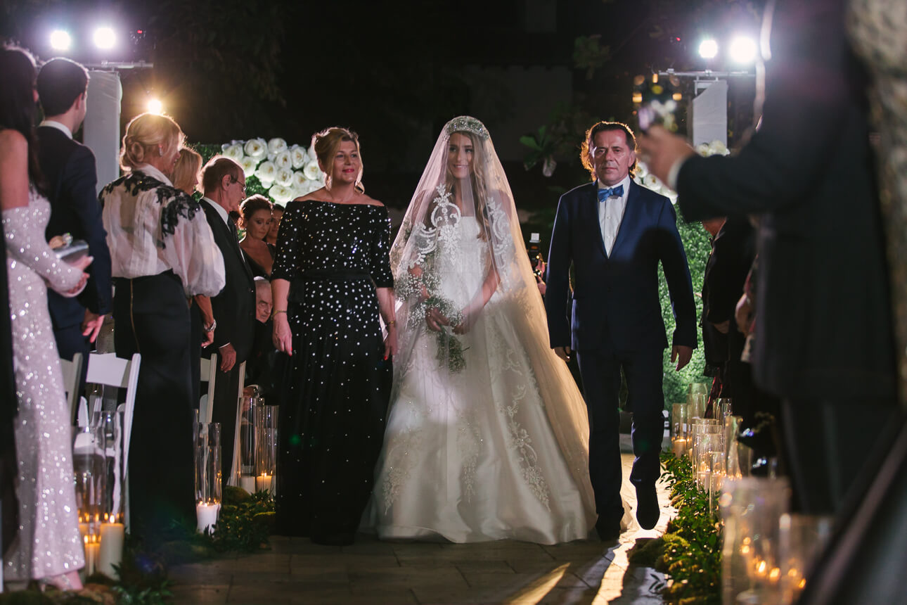 bride coming for Fisher Island Club Wedding ceremony