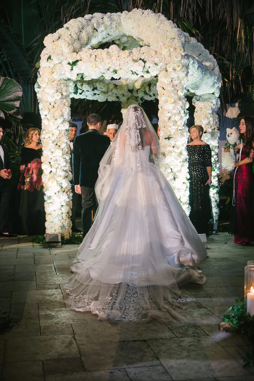 Reem Acra gown at Fisher Island Club Wedding