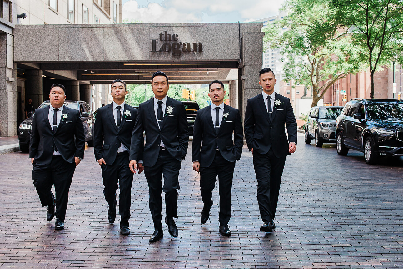 groomsman at Logan Philadelphia hotel