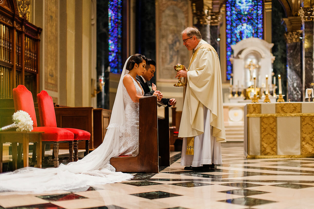 wedding ceremony at The Cathedral Basilica of Saints and Paul in Philadelphia