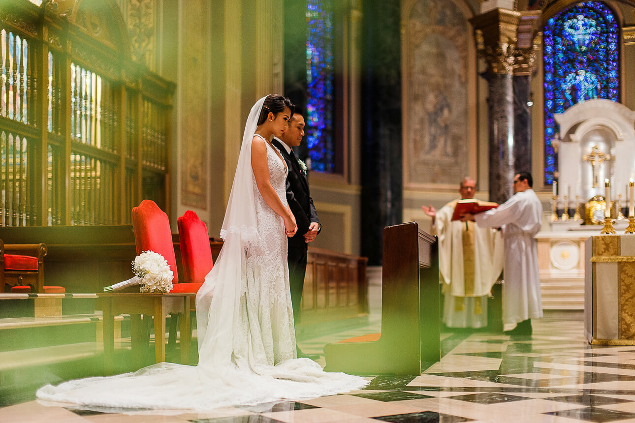 wedding ceremony at The Cathedral Basilica of Saints and Paul in Philadelphia