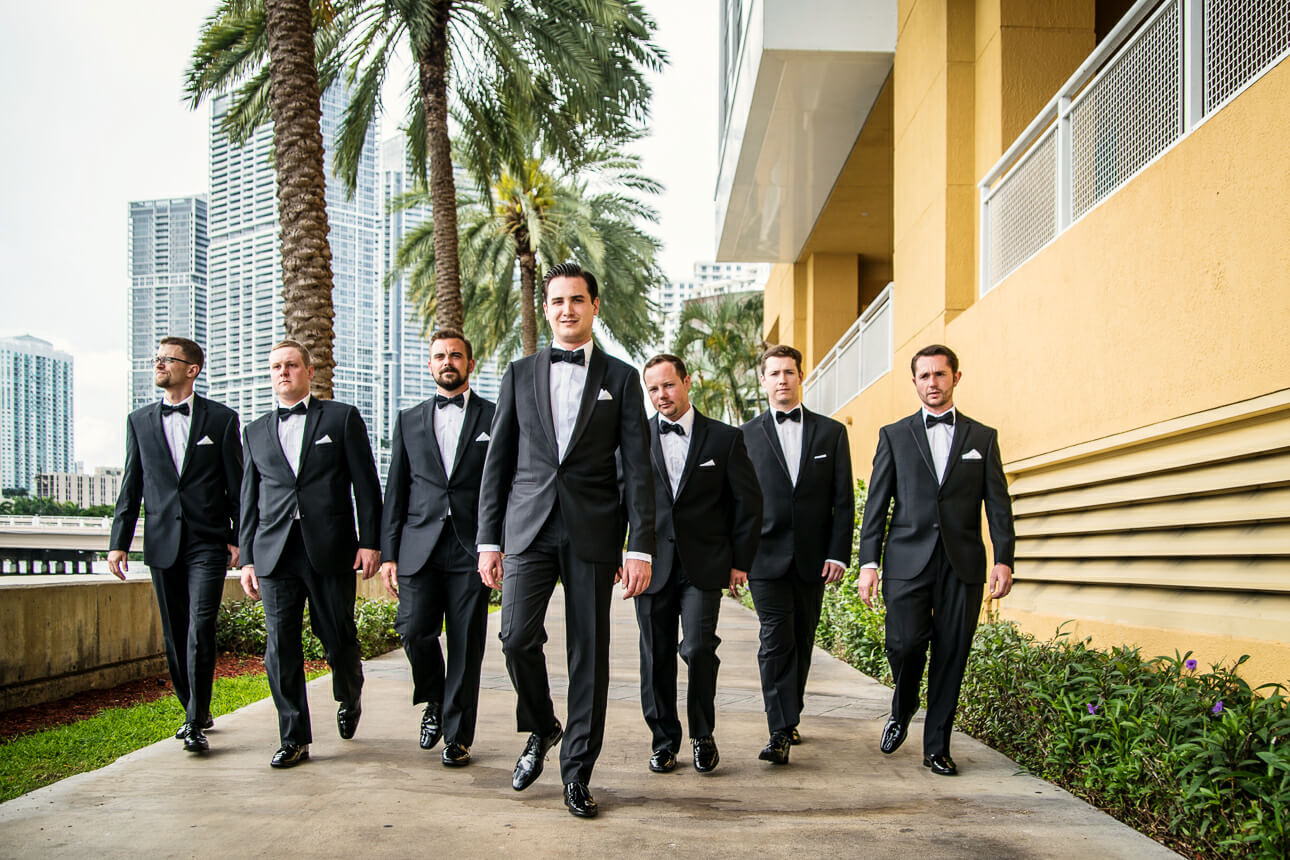 bridal party at Mandarin Oriental Miami wedding