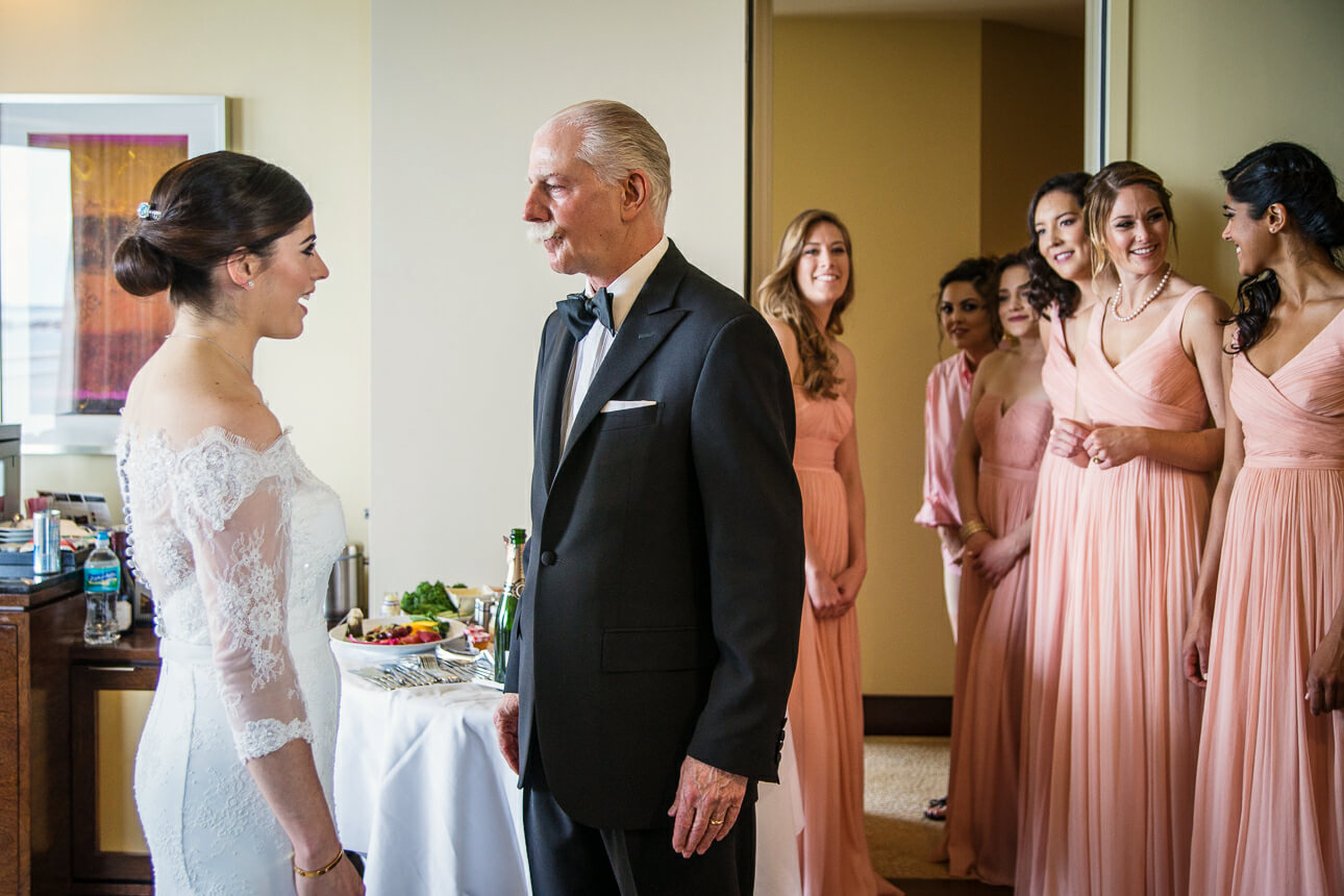 dad's first look at Mandarin Oriental Miami wedding